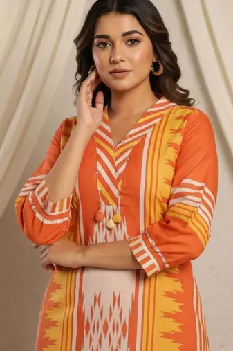 Women Ethnic Motifs Printed Regular Pure Cotton Kurta with Trousers