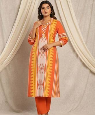 Women Ethnic Motifs Printed Regular Pure Cotton Kurta with Trousers 5