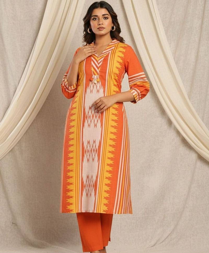 Women Ethnic Motifs Printed Regular Pure Cotton Kurta with Trousers