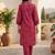 Women Ethnic Motifs Printed Angrakha Thread Work Chanderi Silk Kurta with Trousers