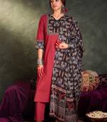 Women Ethnic Motifs Regular Pure Cotton Kurta with Trousers & With Dupatta