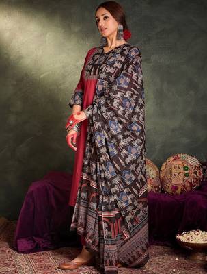 Women Ethnic Motifs Regular Pure Cotton Kurta with Trousers & With Dupatta 4