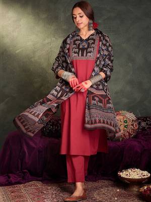 Women Ethnic Motifs Regular Pure Cotton Kurta with Trousers & With Dupatta 5