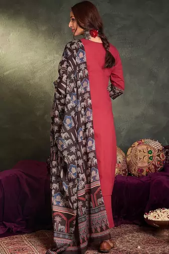 Women Ethnic Motifs Regular Pure Cotton Kurta with Trousers & With Dupatta