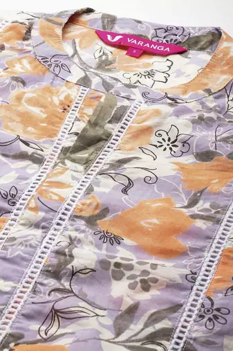 Floral Printed Pure Cotton Kurta with Trouser