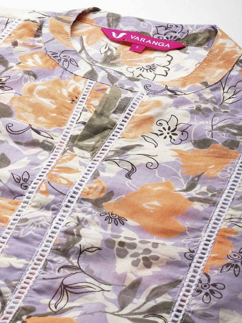 Floral Printed  Cotton Kurta with Trouser