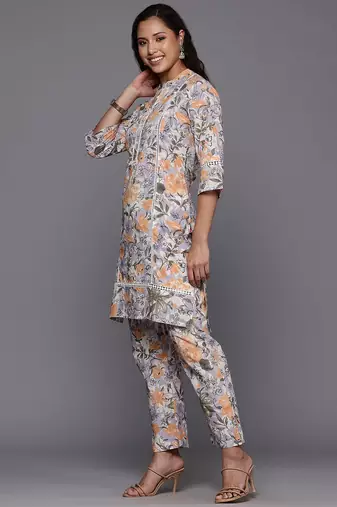 Floral Printed Pure Cotton Kurta with Trouser