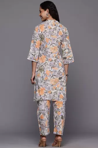 Floral Printed Pure Cotton Kurta with Trouser