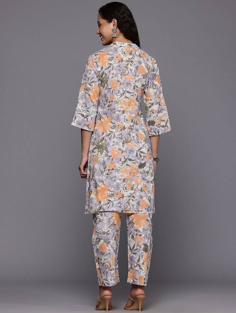 Floral Printed  Cotton Kurta with Trouser