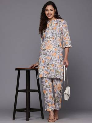 Floral Printed  Cotton Kurta with Trouser 5