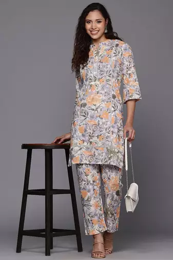 Floral Printed Pure Cotton Kurta with Trouser