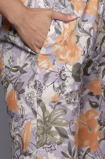 Floral Printed Pure Cotton Kurta with Trouser