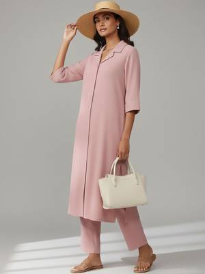 Women Regular Silk Crepe Kurta with Trousers 2