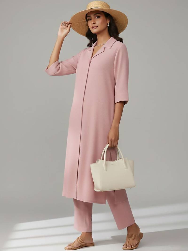 Women Regular Silk Crepe Kurta with Trousers