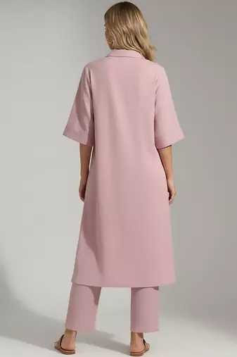 Women Regular Silk Crepe Kurta with Trousers