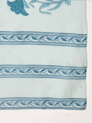 Women Floral Printed Empire  Cotton Kurta with Trousers & With Dupatta 4
