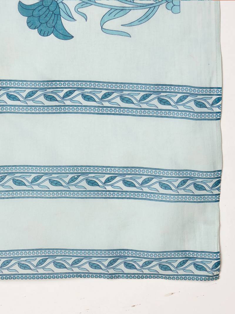 Women Floral Printed Empire  Cotton Kurta with Trousers & With Dupatta