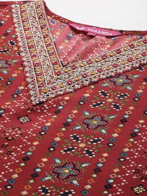Women Ethnic Motifs Printed Regular Thread Work Kurta with Trousers & With Dupatta 3