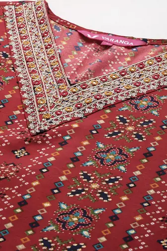 Women Ethnic Motifs Printed Regular Thread Work Kurta with Trousers & With Dupatta