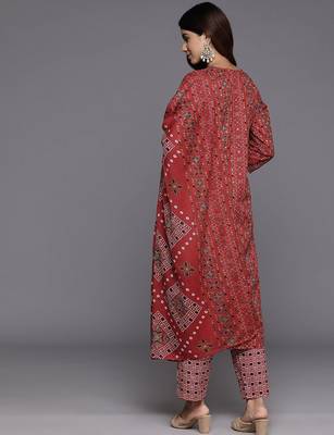 Women Ethnic Motifs Printed Regular Thread Work Kurta with Trousers & With Dupatta 7