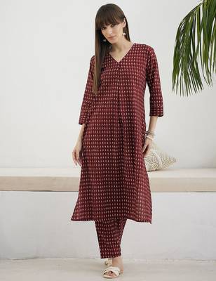 Abstract Printed Screen Technique Pure Cotton Kurta With Trousers 1