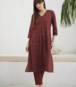 Abstract Printed Screen Technique Pure Cotton Kurta With Trousers
