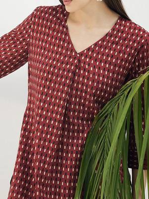 Abstract Printed Screen Technique Pure Cotton Kurta With Trousers 2