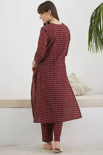 Abstract Printed Screen Technique Pure Cotton Kurta With Trousers