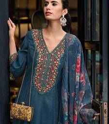 Floral Embroidered Panelled Thread Work A-Line Kurta With Trousers & Dupatta
