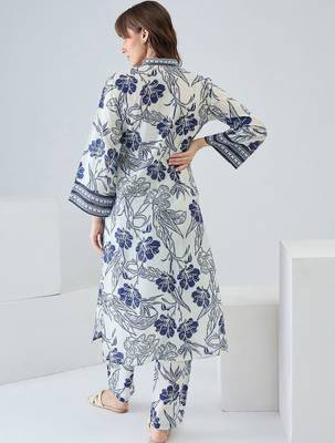 Women Floral Printed Regular  Cotton Kurta with Trousers 5