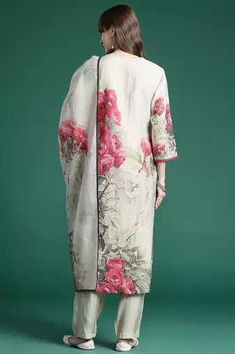 Floral Printed Regular Kurta with Trousers & Dupatta