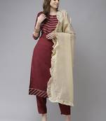Yoke Design Gotta Patti Kurta with Trousers & With Dupatta