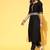 Deep Black Yoke Design Kurta with Solid Trousers