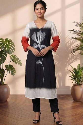 Mul Cotton Printed A Line Kurta With Trouser