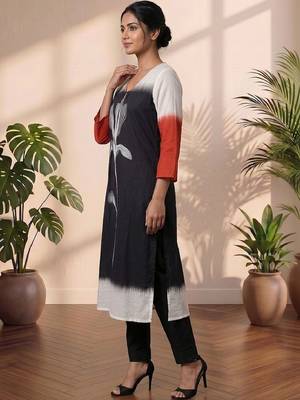 Mul Cotton Printed A Line Kurta With Trouser 2