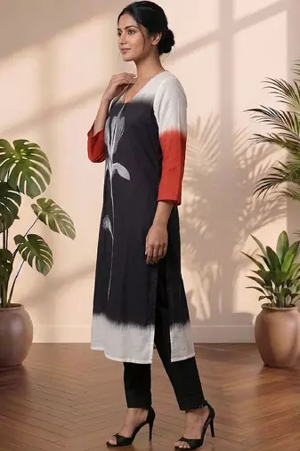 Mul Cotton Printed A Line Kurta With Trouser