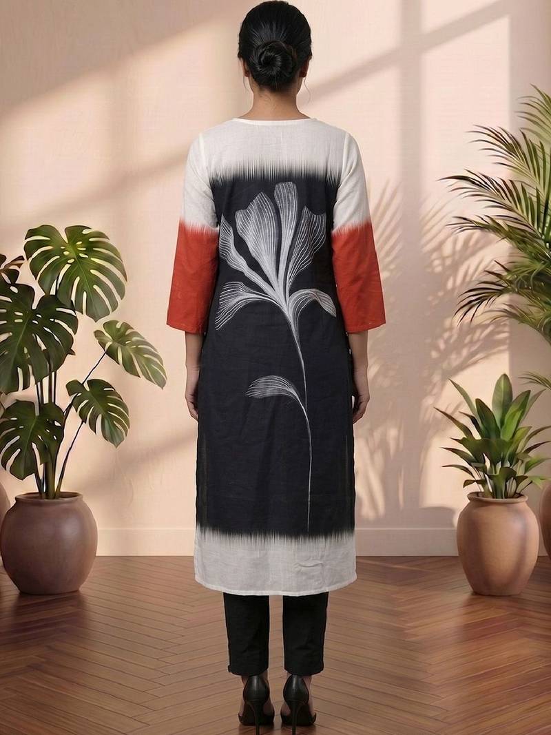 Mul Cotton Printed A Line Kurta With Trouser