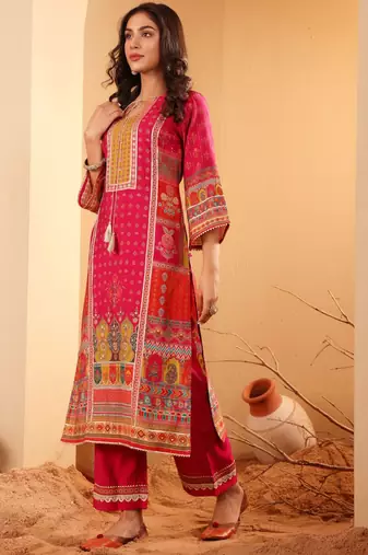 Women Ethnic Motifs Printed Gotta Patti Kurta with Trousers & With Dupatta