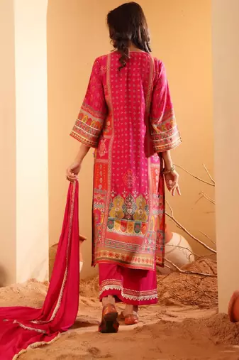 Women Ethnic Motifs Printed Gotta Patti Kurta with Trousers & With Dupatta