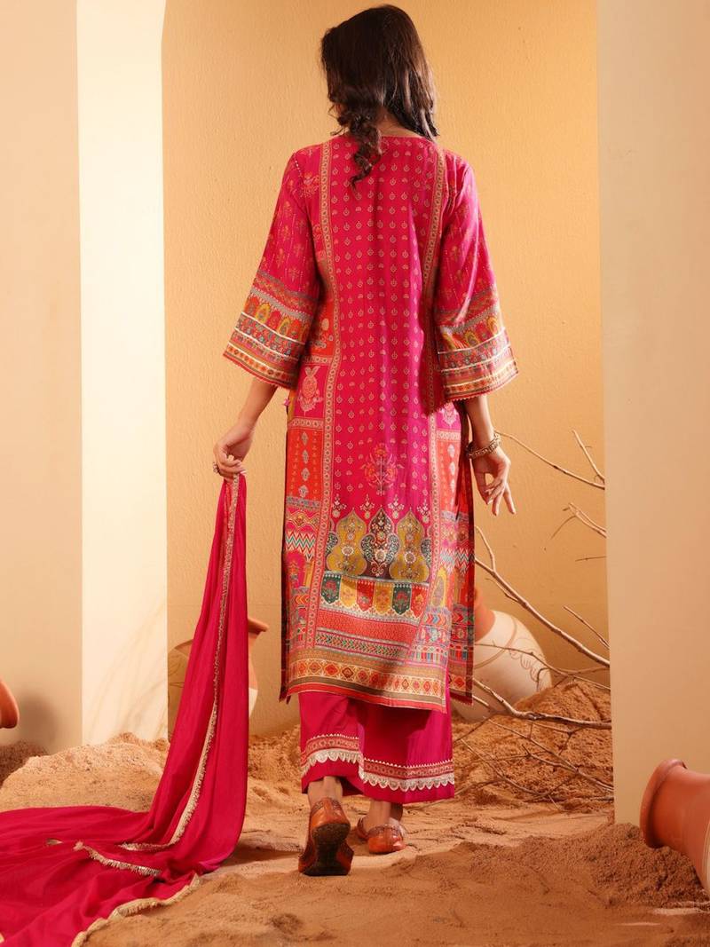 Women Ethnic Motifs Printed Gotta Patti Kurta with Trousers & With Dupatta