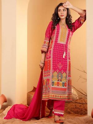 Women Ethnic Motifs Printed Gotta Patti Kurta with Trousers & With Dupatta 6