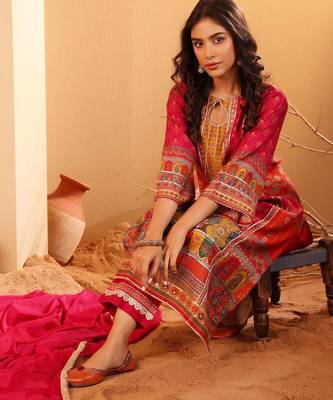Women Ethnic Motifs Printed Gotta Patti Kurta with Trousers & With Dupatta 7