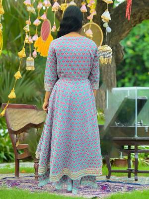 Ethnic Motif Printed Gotta Patti Embroidered Anarkali Kurta With Palazzo & Dupatta 3
