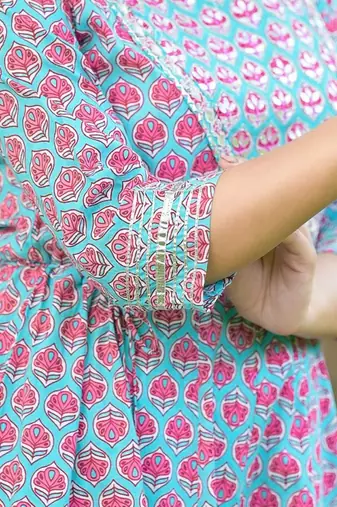 Ethnic Motif Printed Gotta Patti Embroidered Anarkali Kurta With Palazzo & Dupatta