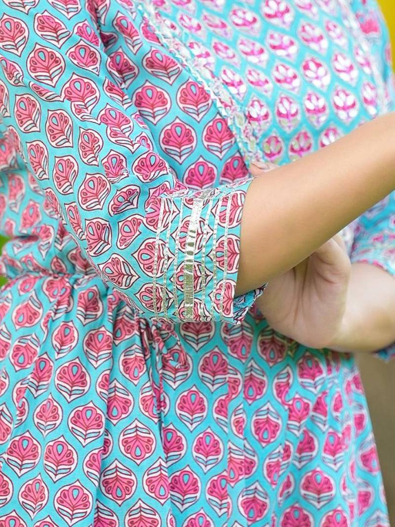 Ethnic Motif Printed Gotta Patti Embroidered Anarkali Kurta With Palazzo & Dupatta