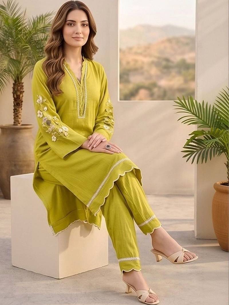 Women Ethnic Motifs Embroidered Regular Thread Work Kurta with Trousers & With Dupatta