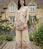 Printed V-Neck Straight Kurta With Palazzos