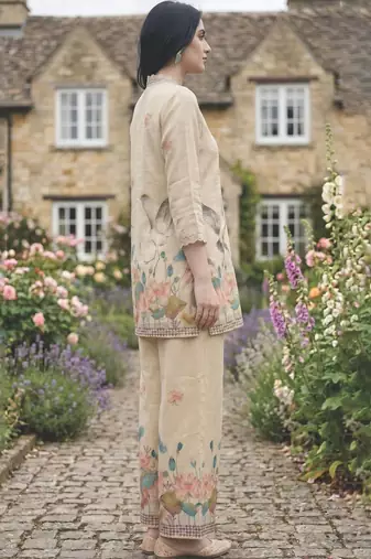 Printed V-Neck Straight Kurta With Palazzos