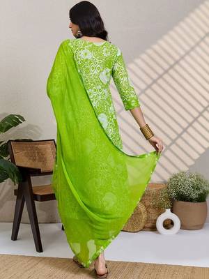 Women Ethnic Motifs Printed Regular Pure Cotton Kurta with Trousers & With Dupatta 4