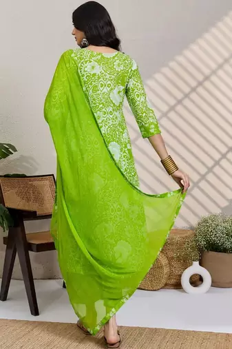 Women Ethnic Motifs Printed Regular Pure Cotton Kurta with Trousers & With Dupatta